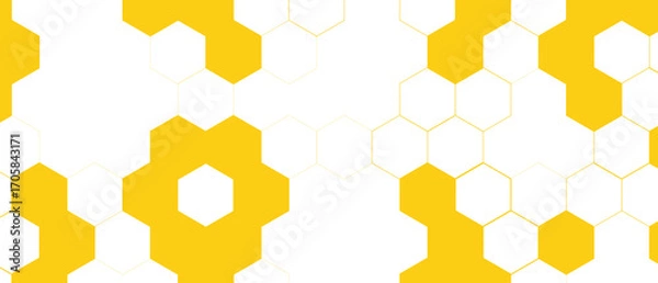 Fototapeta Yellow Hexagon Background . Abstract Honeycomb Pattern Design for web, wallpaper, app or print