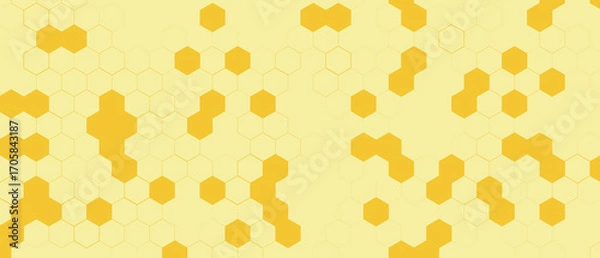 Fototapeta Yellow Hexagon Background . Abstract Honeycomb Pattern Design for web, wallpaper, app or print