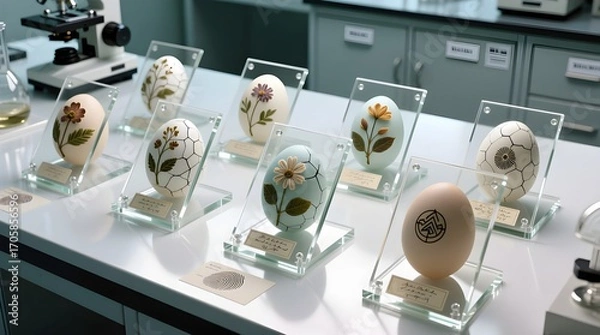 Obraz Scientifically Displayed Botanical Easter Eggs in a Lab
