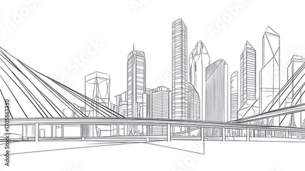 Fototapeta Urban architectural design sketch