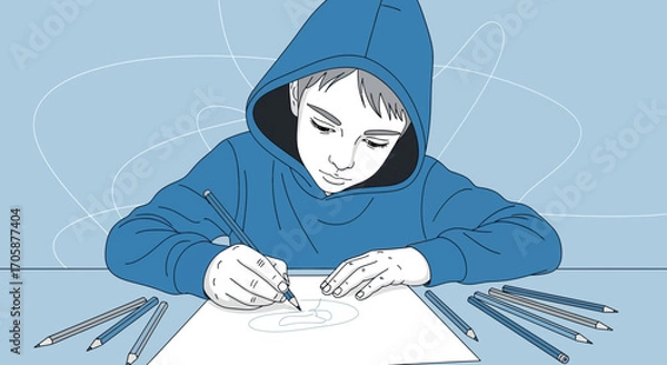 Obraz Creative Endeavor: A Young Person's Artistic Process and Expressive Talent