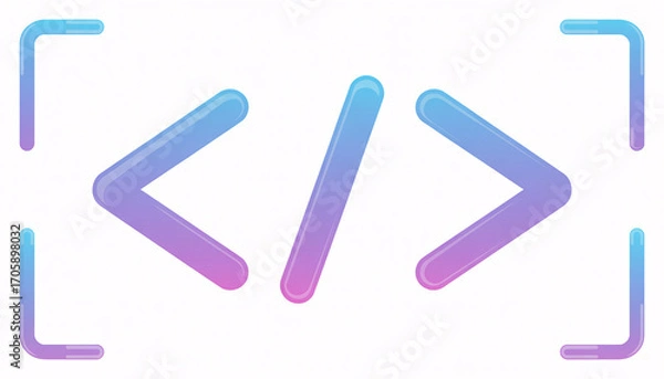 Obraz Coding symbols with gradient colors, isolated on white background