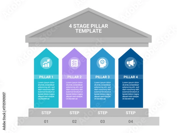 Fototapeta Pillar Diagram Infographic Template Stages Business Strategy Concept Chart