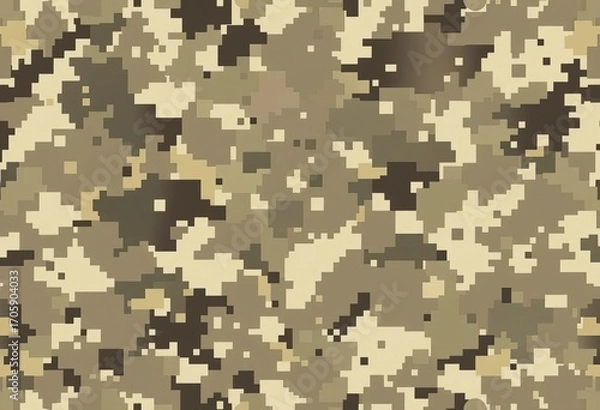 Fototapeta Abstract digital camouflage vector pattern featuring irregular shapes and pixelated design in muted tones,  camouflage,  urban