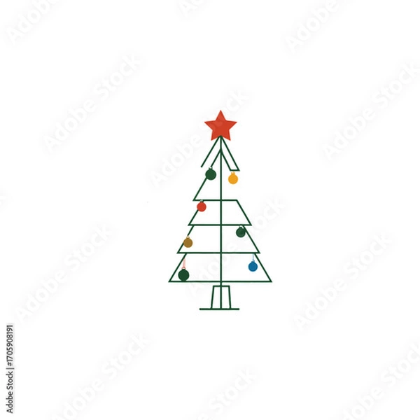 Obraz create a vector style simple the cresmes tree white background

