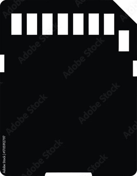 Fototapeta Scalable vector illustration of a compact sd memory card icon for digital storage