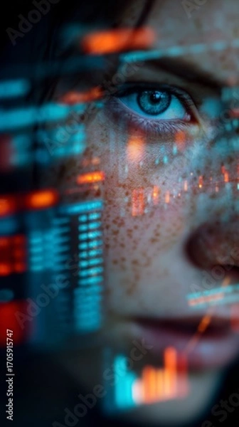 Fototapeta The networked hospital: a journey through medical innovation. Stock market. Advanced medical screens: a deep dive into network connectivity. Profit analytics. Financial charts.
