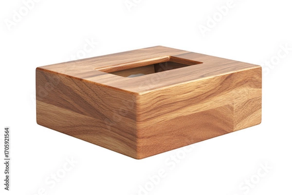 Obraz Wooden tissue box holder decorative rectangular facial tissue dispenser cover napkin box case stylish home decor isolated on transparent background