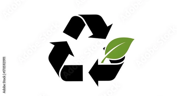 Obraz Recycle Symbol with Green Leaf