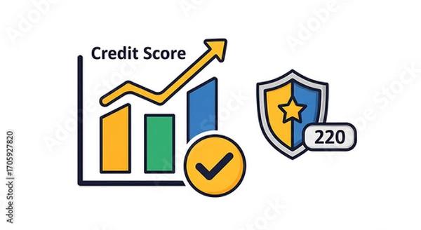 Obraz Credit score analysis report with rising score and security