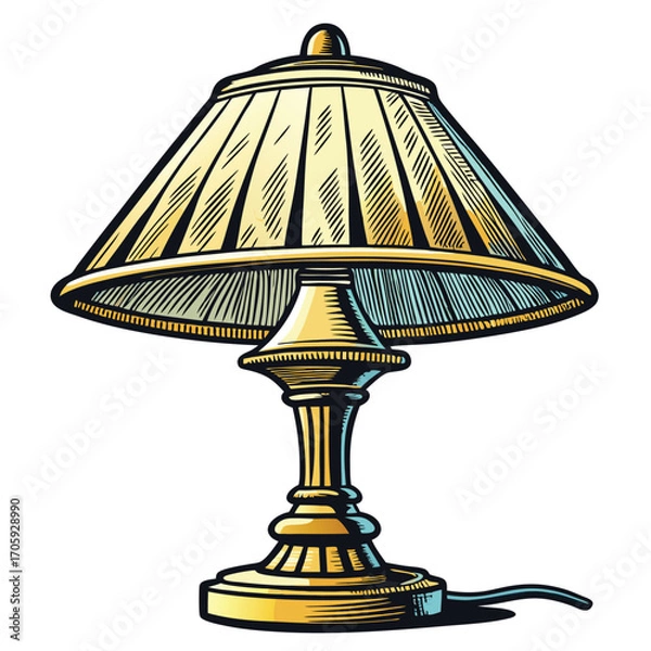 Obraz Classic bedside lamp with a pleated shade adds vintage charm and illuminates any space