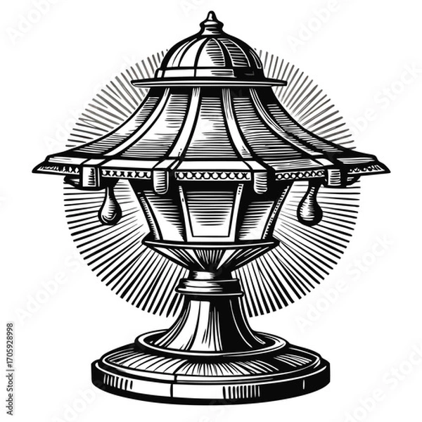 Obraz Intricate black and white vintage street light radiates in a raylike pattern vector