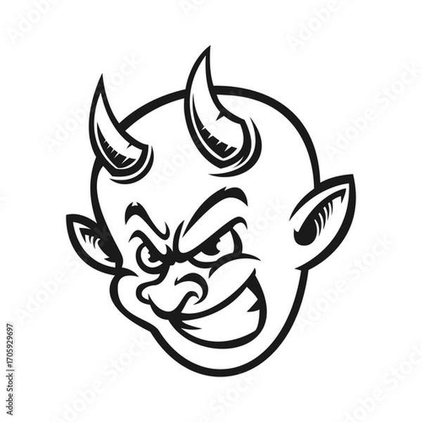 Obraz cute devil head cartoon mascot