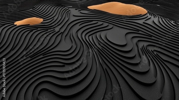 Fototapeta Abstract 3D Render Dark Textured Surface with Swirling Patterns