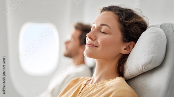 Obraz in modern airplane cabin advanced ai technology evaluates passenger wellbeing and safety