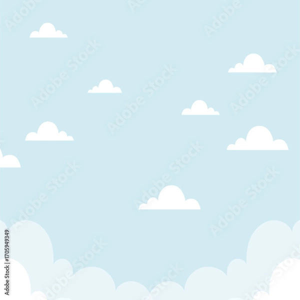 Fototapeta Cartoon Clouds Vector Illustration – Cute and Fluffy Sky Elements