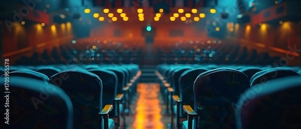 Obraz Empty theater seats with stage lights.