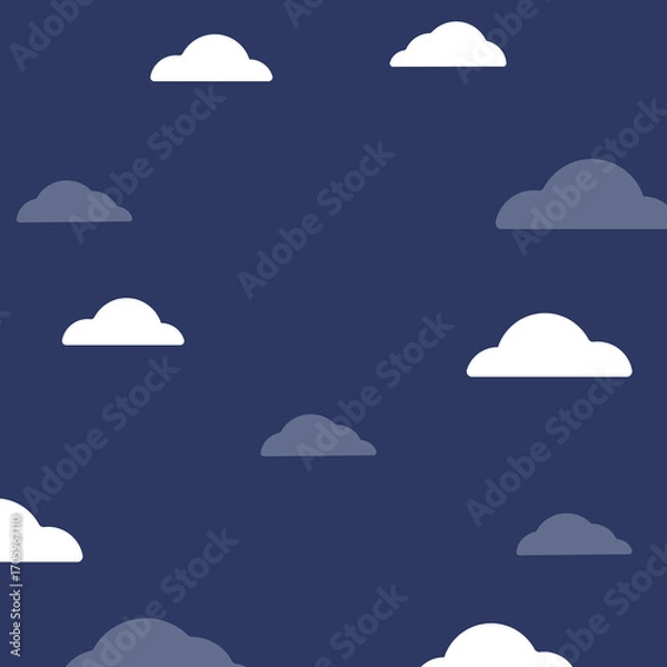 Fototapeta Cartoon Clouds Vector Illustration – Cute and Fluffy Sky Elements