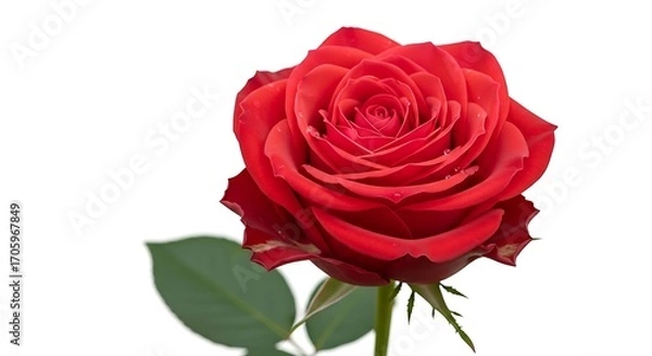 Fototapeta Vibrant Red Rose Bloom - A Detailed Floral Portrait.