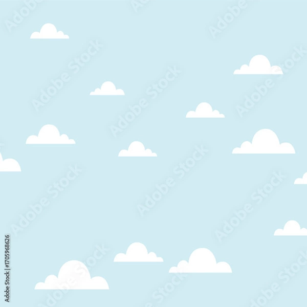 Obraz Cartoon Clouds Vector Illustration – Cute and Fluffy Sky Elements