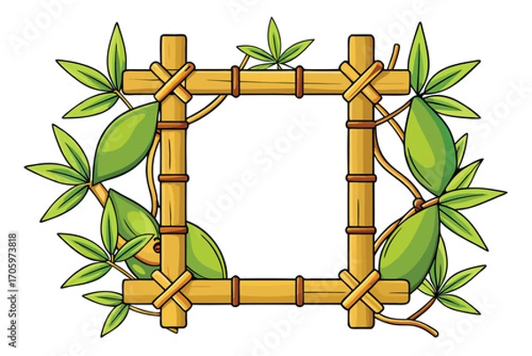 Obraz Delicate Bamboo Frame with Lush Green Foliage A Captivating Natural Border for Artistic Designs and Harmonious Aesthetic Appeal