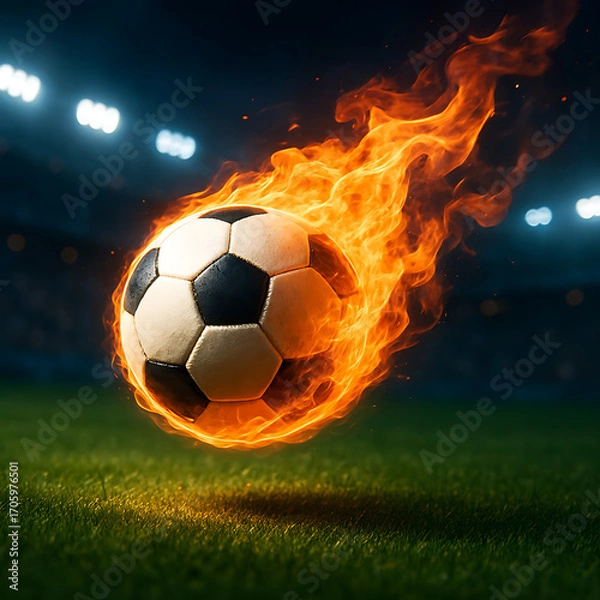 Obraz soccer ball in fire
