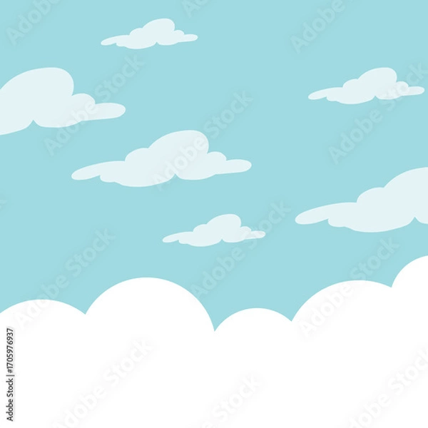 Fototapeta Cartoon Clouds Vector Illustration – Cute and Fluffy Sky Elements