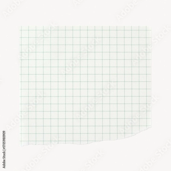 Obraz Green torn grid paper note, stationery design