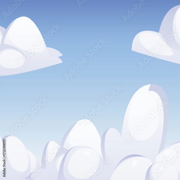 Fototapeta Cartoon Clouds Vector Illustration – Cute and Fluffy Sky Elements