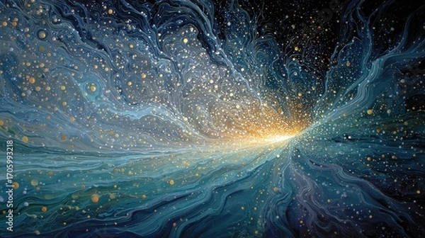 Fototapeta Abstract artistic representation of energy explosion with flowing cosmic structures