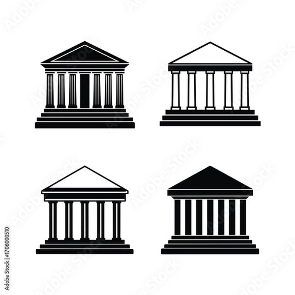 Obraz Four greek temple illustrations in black and white