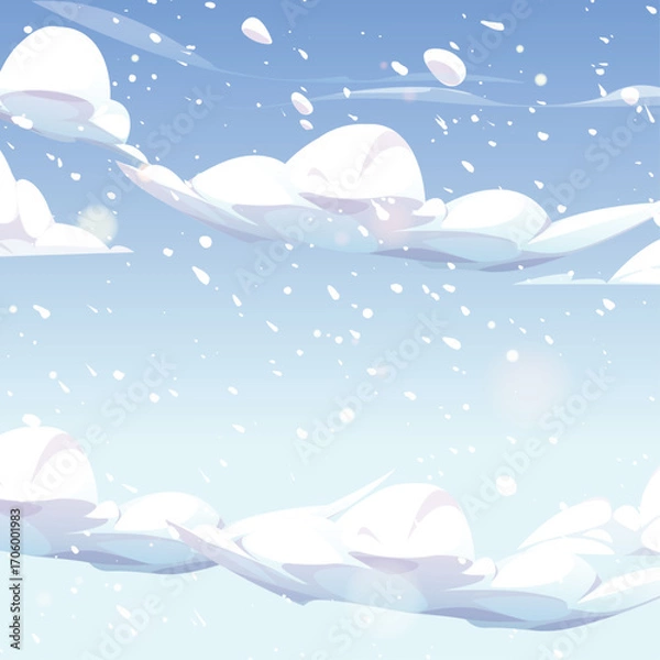 Fototapeta Cartoon Clouds Vector Illustration – Cute and Fluffy Sky Elements