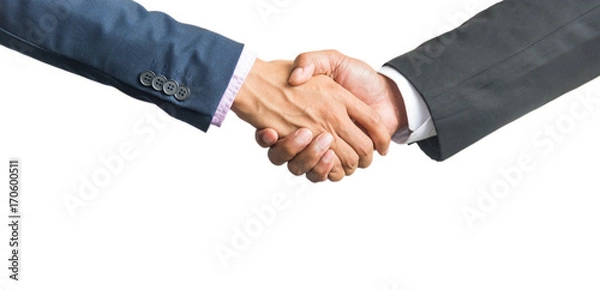 Obraz Bussines hand shaking will show succesful cooperation.isolated on white