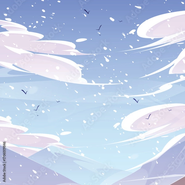 Obraz Cartoon Clouds Vector Illustration – Cute and Fluffy Sky Elements