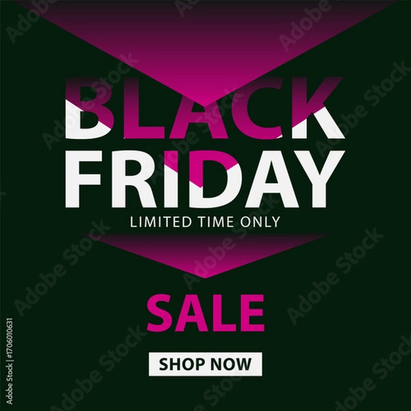 Obraz Banner for Black Friday. Modern minimal text symbol of Black Friday. Design template for Black Friday sale, promotion, advertising and social media ad