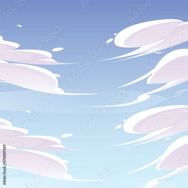 Fototapeta Cartoon Clouds Vector Illustration – Cute and Fluffy Sky Elements