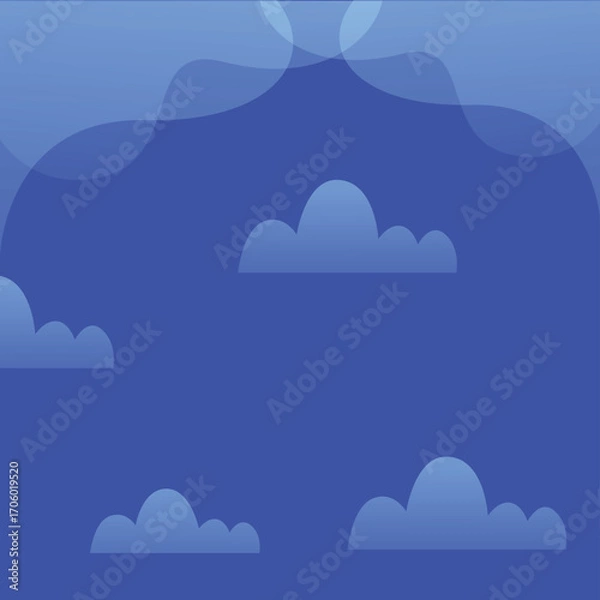 Fototapeta Cartoon Clouds Vector Illustration – Cute and Fluffy Sky Elements