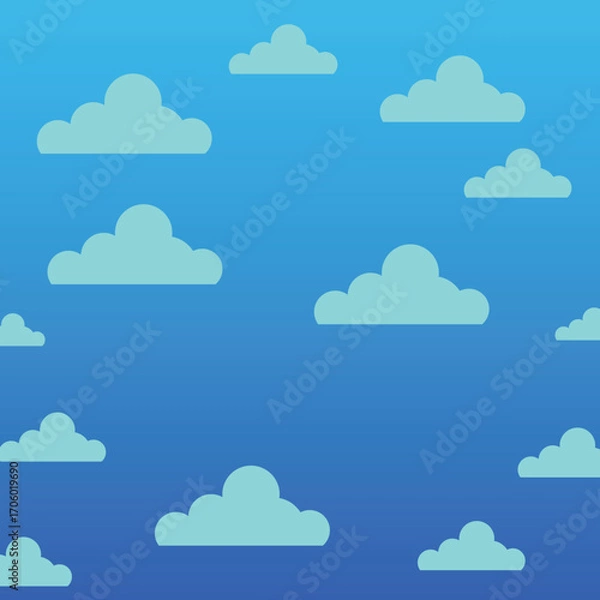 Fototapeta Cartoon Clouds Vector Illustration – Cute and Fluffy Sky Elements