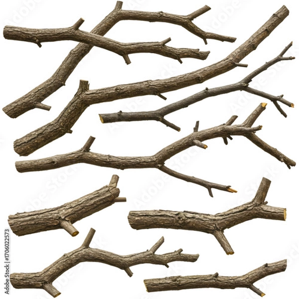 Obraz Branches Natural Wood Texture Collection for Design on transparent background