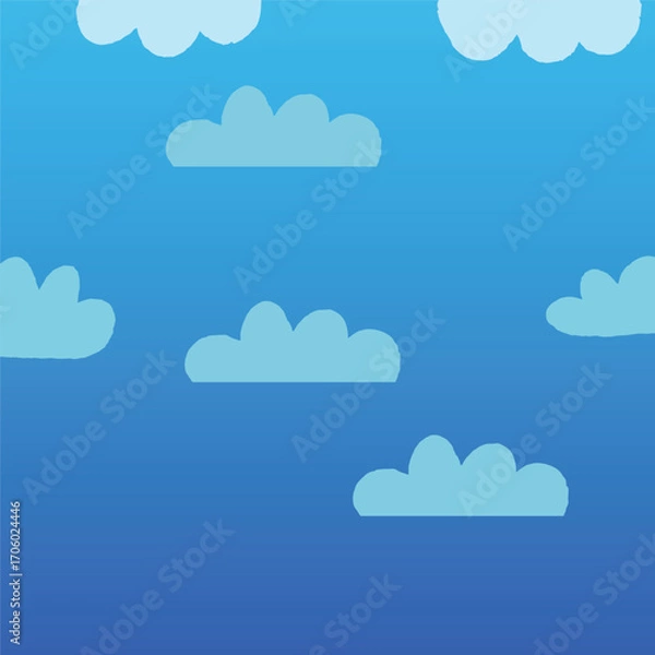 Fototapeta Cartoon Clouds Vector Illustration – Cute and Fluffy Sky Elements