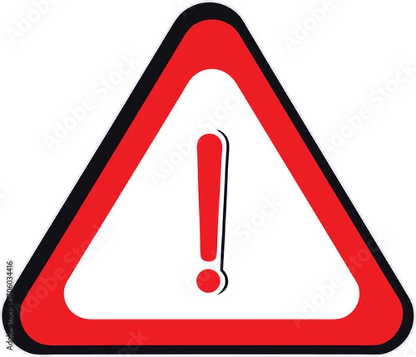 Obraz Bright red warning exclamation mark symbol triangle alert hazard safety icon graphic