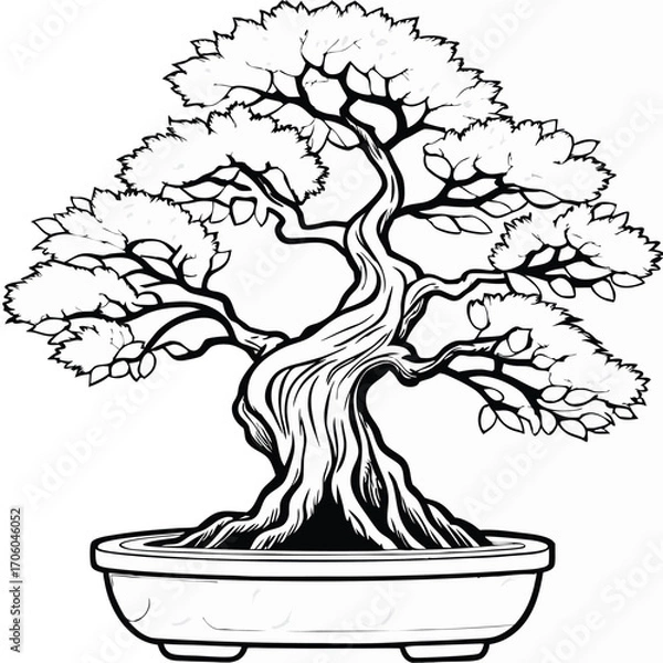 Obraz Bonsai Tree Illustration An Artistic Rendering of Nature's Beauty and Tranquility in Miniature Form