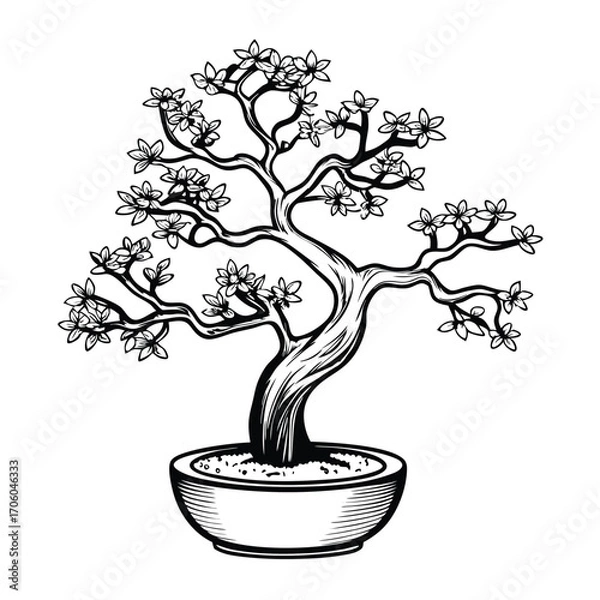 Obraz Elegant Bonsai Tree Illustration A Symbol of Serenity and Natural Beauty
