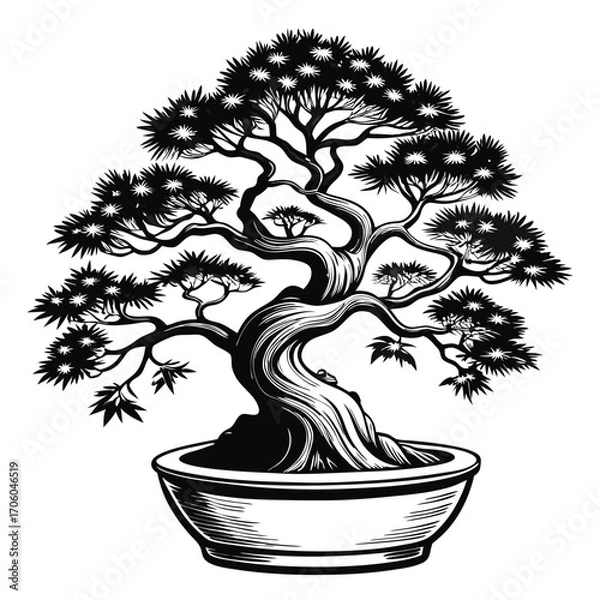 Obraz Elegant Bonsai Tree Illustration Japanese Art Simplicity
