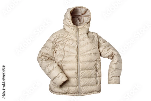 Obraz  Beige warm jacket on padding polyester isolated on white background