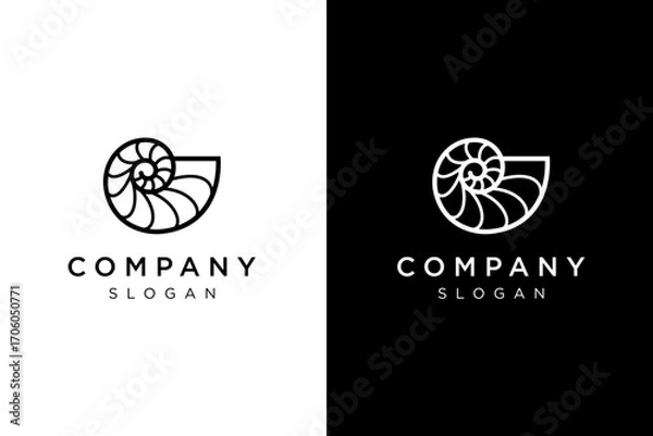 Obraz black ammonite shell logo
