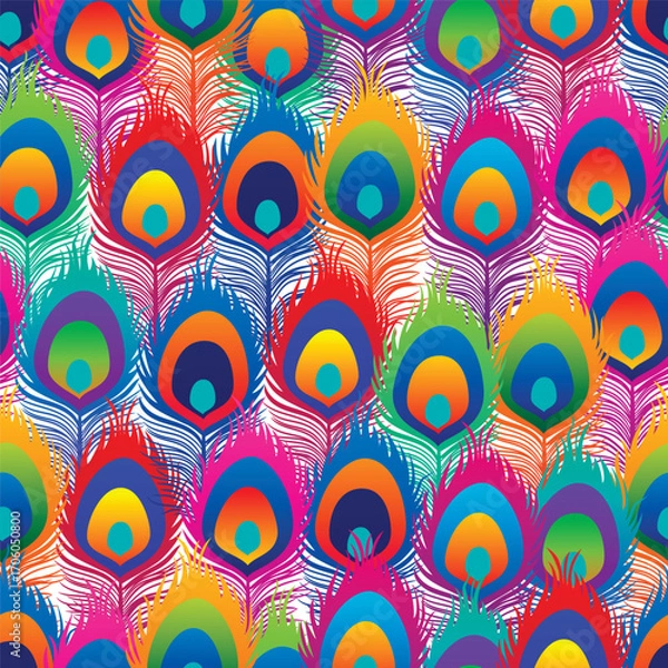 Fototapeta Abstract seamless colorful Feathers pattern	

