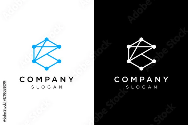 Fototapeta C logo connection abstract modern