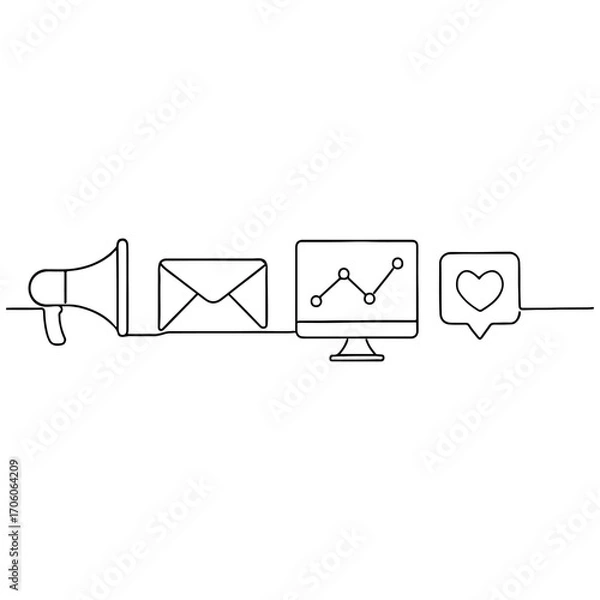 Fototapeta minimal one line e-mail envelope
