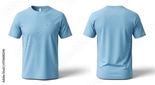 Obraz Light Blue T-Shirt Mockup - Front and Back Views.